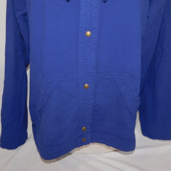 Vintage EzzE Wear Womens M Blue Snap Front Hooded Cotton Light jacket - Picture 6 of 12